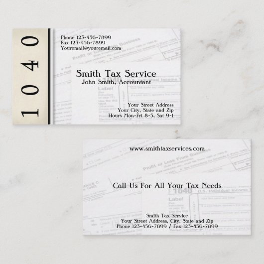 税準備者の会計士の名刺 名刺 (正面/裏面)