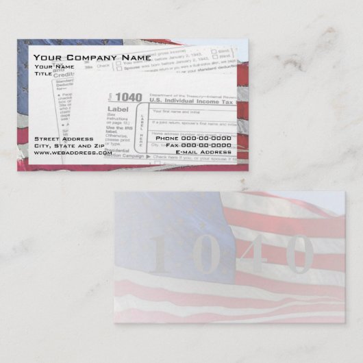 税準備者の連邦租税の型枠の名刺 名刺 (正面/裏面)