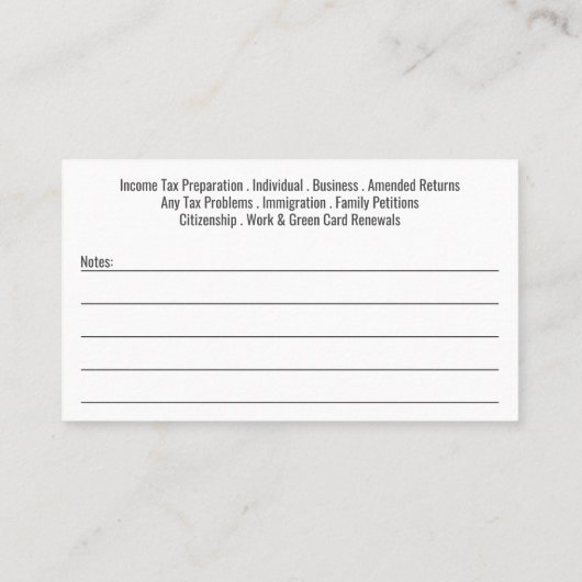 税準備（作成者）フォト名刺 名刺 (裏面)