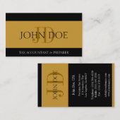 税理士のストライプ金ゴールド 名刺 (正面/裏面)