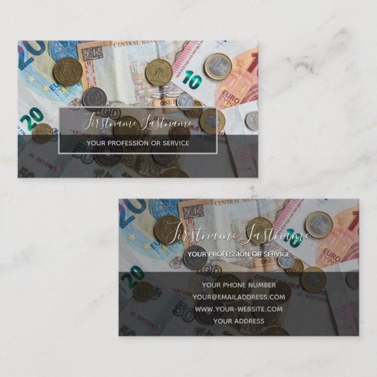 税理士及び金融専門家ユーロ・マネー 名刺 (正面/裏面)