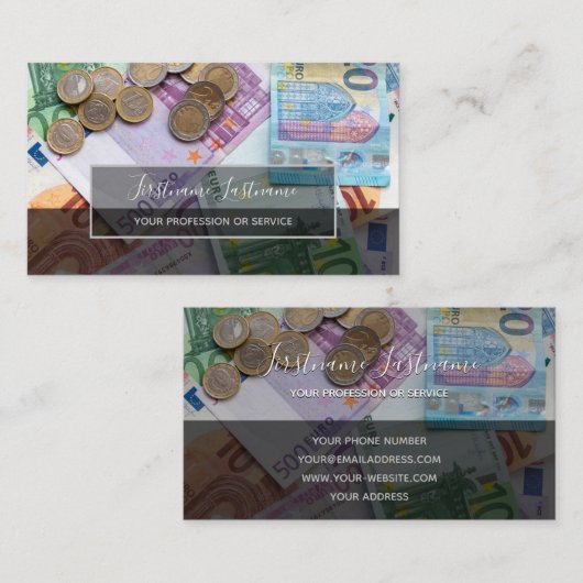 税理士及び金融専門家ユーロ・マネー 名刺 (正面/裏面)