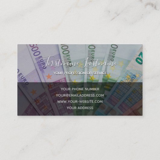 税理士及び金融専門家ユーロ・マネー 名刺 (裏面)