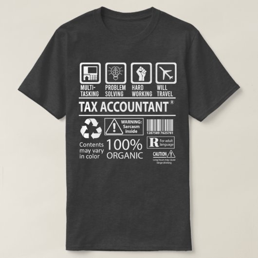 税理士数々のタスク認定業務ギフトサイト Tシャツ (デザイン正面)