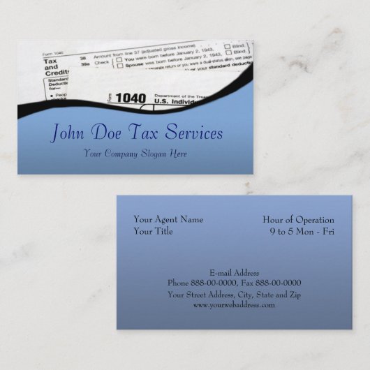 税理士 連邦税申告書 ビジネスカード (正面/裏面)