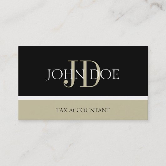 税理士/CPAモノグラム黒/タン 名刺 (正面)