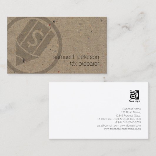税金作成者アイコンはっきりした自然紙テクスチャ 名刺 (正面/裏面)