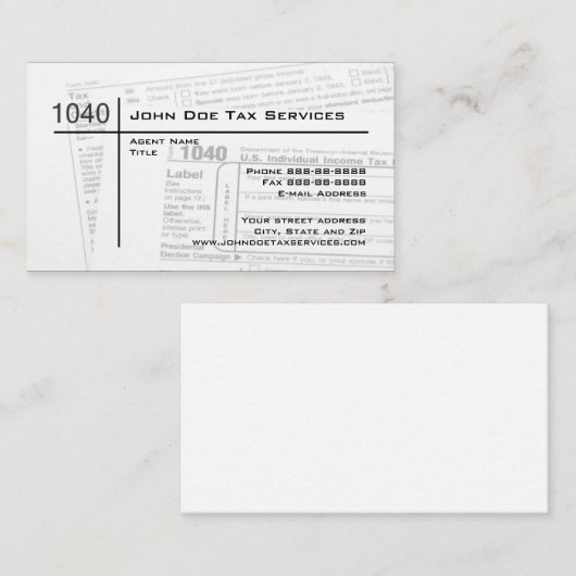 税金作成者Federal Tax Management型枠・ビジネス・カード 名刺 (正面/裏面)