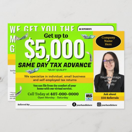 税金準備作成者編集可能Eファイルフライヤー プログラム (正面/裏面)