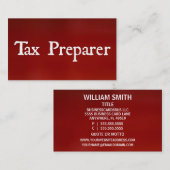 税金準備者赤ビジネス・カード 名刺 (正面/裏面)