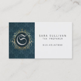 税金準備者金融サービスBlue Damaskモノグラム 名刺