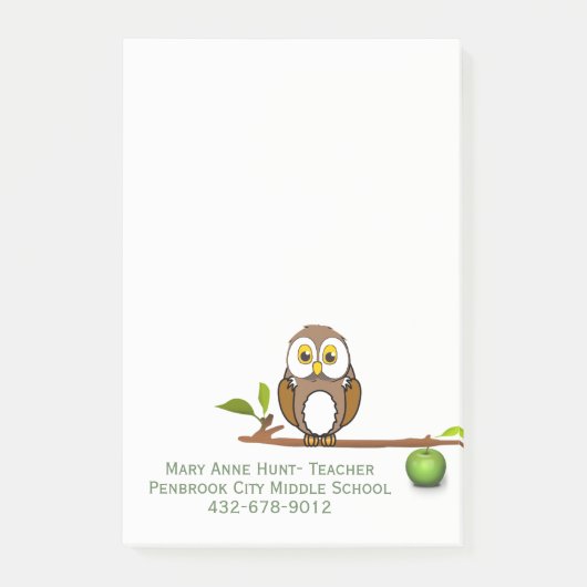 税関支署の先生のメモ帳のフクロウ ポストイット (正面)