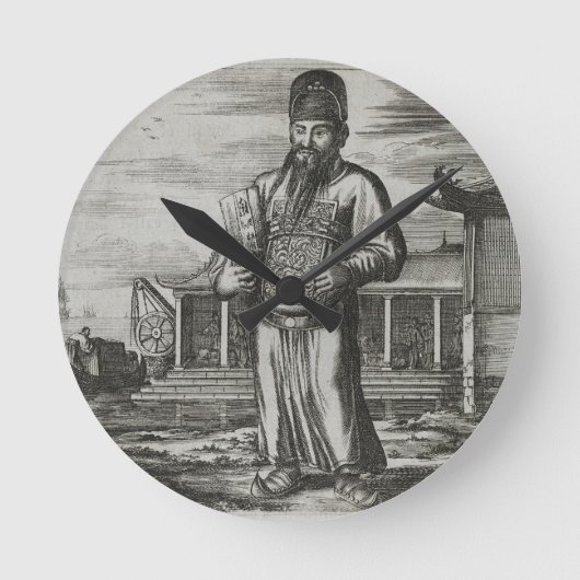 税、illustratioを集めている上級公務員 ラウンド壁時計 (正面)