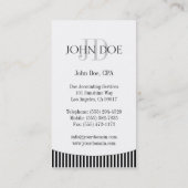 税Accountant/CPAのモノグラムB/Wは縞で飾ります 名刺 (裏面)