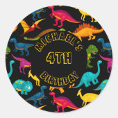 種々の恐竜カラフル類 ラウンドシール (正面)