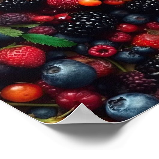 種々の森林果実の背景 ポスター (角)