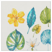 種々の熱帯の花葉の ファブリック (クローズアップ)