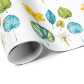 種々の熱帯の花葉の ラッピングペーパー (ロールコーナー)