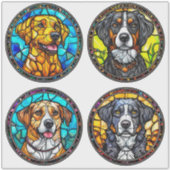 種々の犬がステンドグラスを育てる シール (正面)