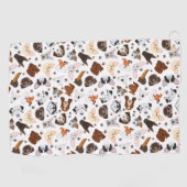 種々の犬が型を取る ゴルフタオル (横)