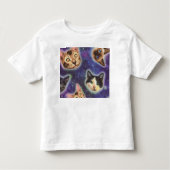 種々の種類とパターンを持つ猫顔 トドラーTシャツ (正面)