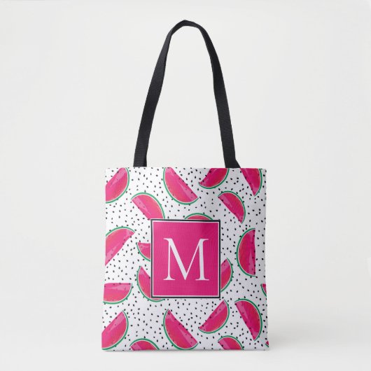 種の上にネオンスイカ模様 トートバッグ (正面)