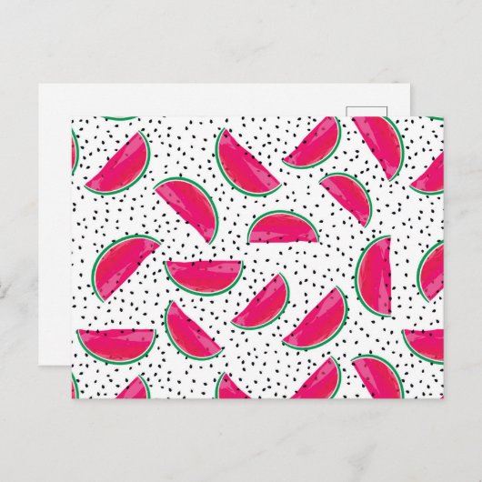 種の上にネオンスイカ模様 ポストカード (正面/裏面)
