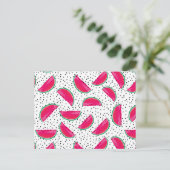 種の上にネオンスイカ模様 ポストカード (スタンド正面)