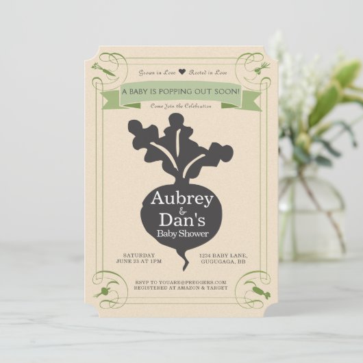 種の包みのベビーシャワーの招待状 招待状 (スタンド正面)