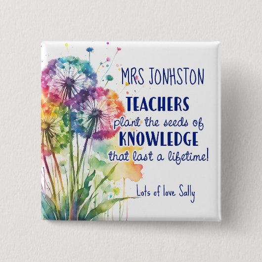 種まき ボタン タンポポ, 知識の種を蒔く  缶バッジ (正面)