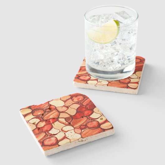 種や珊瑚色、赤などの丸いネベの形 ストーンコースター (横)