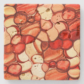 種や珊瑚色、赤などの丸いネベの形 ストーンコースター (正面)