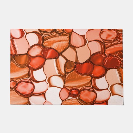 種や珊瑚色、赤などの丸いネベの形 ドアマット (正面)