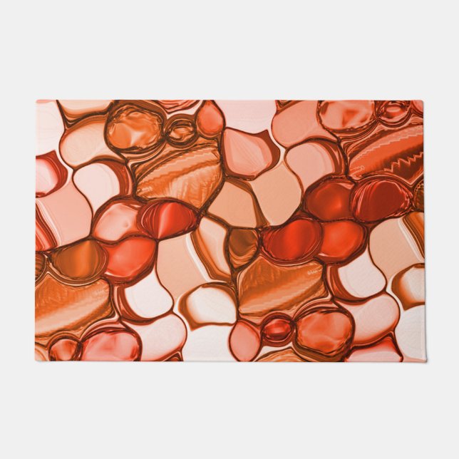 種や珊瑚色、赤などの丸いネベの形 ドアマット (正面)