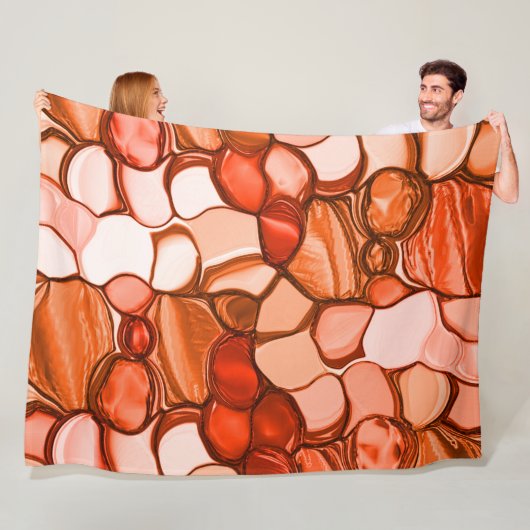 種や珊瑚色、赤などの丸いネベの形 フリースブランケット (インサイチュ)