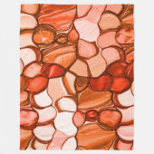 種や珊瑚色、赤などの丸いネベの形 フリースブランケット (正面)