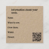 種や球根のカードの入れ救口 – ビーの スクエア名刺 (裏面)