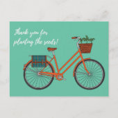 種を蒔くオレンジ色の自転車 ポストカード (正面)