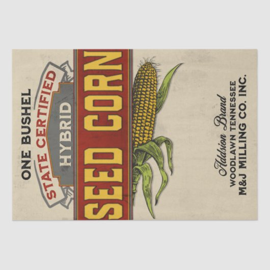 種トウモロコシのヴィンテージのスタイルの供給袋 薄葉紙 (正面)