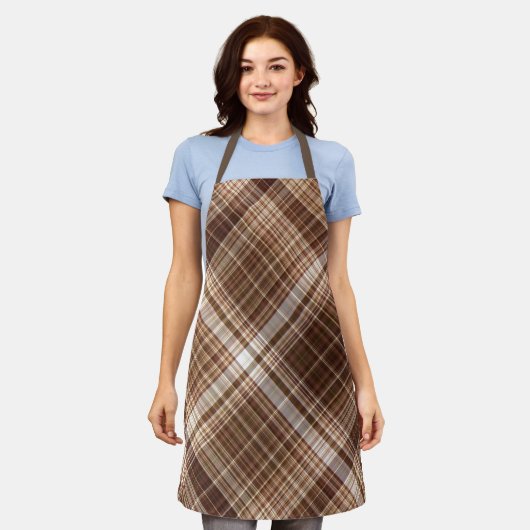 種子とナッツの茶色の格子縞 エプロン (着用した状態)
