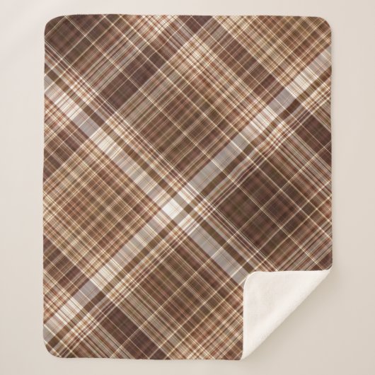 種子とナッツの茶色の格子縞 シェルパブランケット (正面)