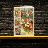 種子パケット丁合ヴィンテージ花畑を折り畳む ノートカード