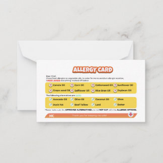 種子油アレルギーカード ノートカード