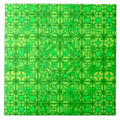 種族のろうけつ染め-エメラルドグリーンの色合い タイル (正面)