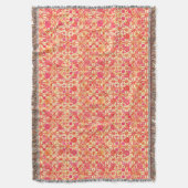 種族のろうけつ染め-オレンジ、珊瑚のピンクおよび明るい赤紫色 スローブランケット (正面縦)