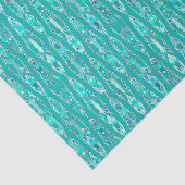 種族のろうけつ染め-ターコイズおよびアクアマリン 薄葉紙 (詳細)