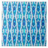 種族のろうけつ染め-青および銀製灰色サファイア タイル (正面)