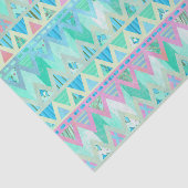 種族のアステカなシェブロンの軽いパステル調のティール（緑がかった色）の水のオレンジ 薄葉紙 (詳細)