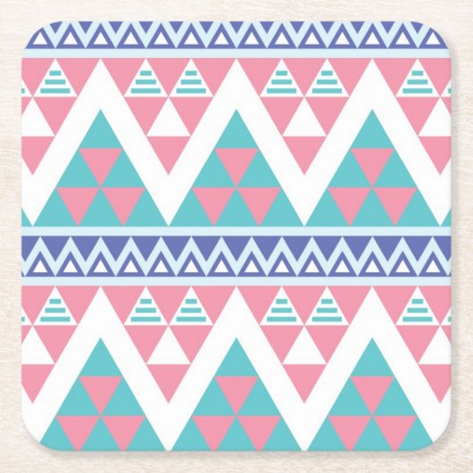種族のアズテック派の多彩なパターン スクエアペーパーコースター (正面)