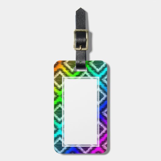 種族のイカットの虹のカラフルパターン ラゲッジタグ (正面縦)